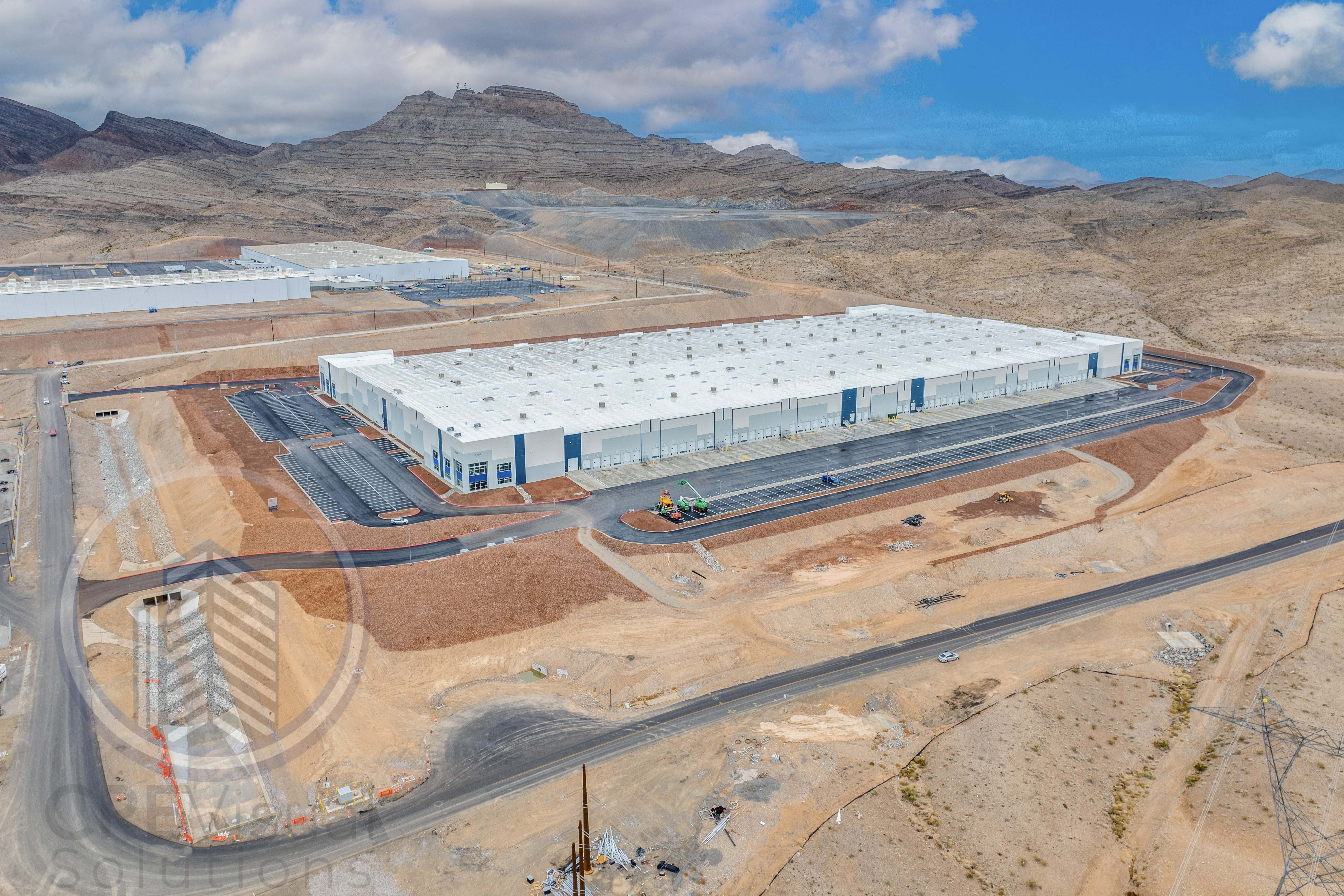 Industrial context perspective aerial — Las Vegas CRE drone